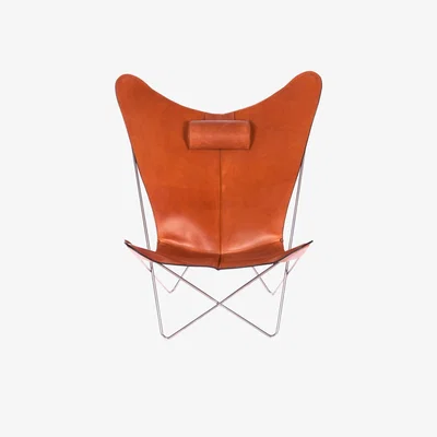 Nordic Nest OX Denmarq KS Chair bat armchair leather hazelnut. stainless steel stand