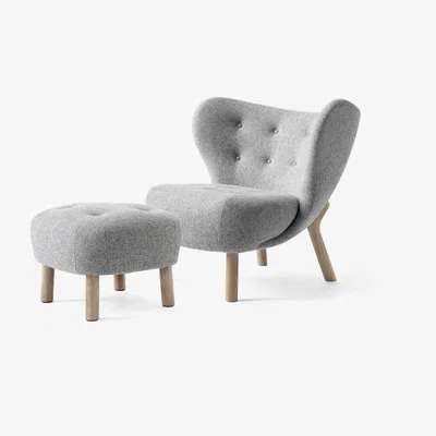 Nordic Nest &Tradition Little Petra VB1 armchair incl. pouffe ATD1 White oiled oak-Hallingdal