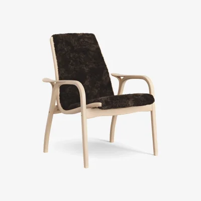 Nordic Nest Swedese Laminett armchair Sheepskin Espresso-lacquered beech
