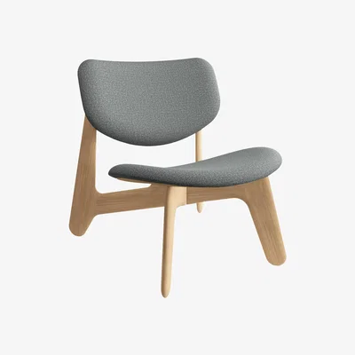 Nordic Nest Tom Dixon Slab lounge chair upholstered seat Natural brushed oak-Hallingdal 0130 mid grey