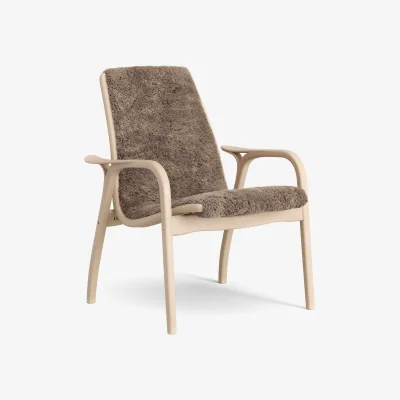 Nordic Nest Swedese Laminett armchair Sheepskin Sahara-lacquered beech
