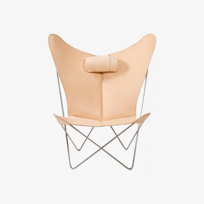 Nordic Nest OX Denmarq KS Chair bat armchair leather nature. stainless steel stand