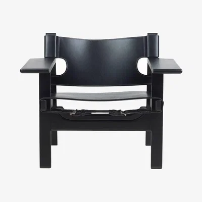 Nordic Nest Fredericia Furniture The Spanish armchair Leather black-black lacquered oak