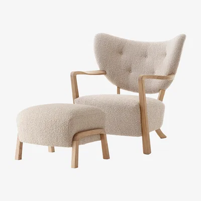 Nordic Nest &Tradition Wulff Lounge Chair ATD2 armchair incl. pouffe ATD3 Oiled oak-Karakorum
