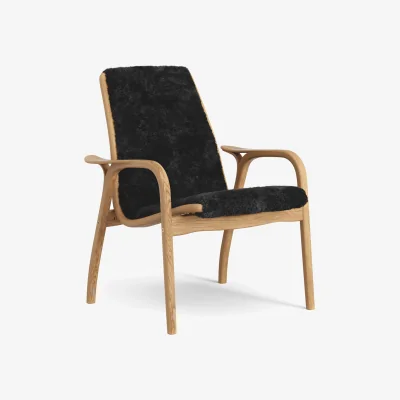 Nordic Nest Swedese Laminett armchair Sheepskin black-oiled oak
