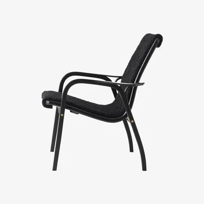 Nordic Nest Swedese Laminett armchair Sheepskin black-black stained beech