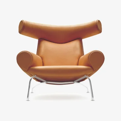 Nordic Nest Fredericia Furniture Wegner Ox armchair Leather max 95-chrome