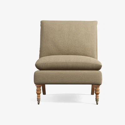 OKA OKA, Large Apadana Armless Chair - Wild Oats Wide Herringbone, Armchairs, Linen, Plain