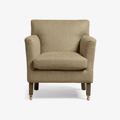 OKA OKA, Ellary Armchair - Wild Oats Wide Herringbone, Armchairs, Linen/Oak, Plain