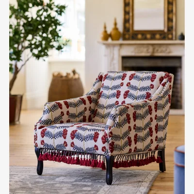 OKA OKA, Tarma Highweald Cotton Armchair - Sapphire, Armchair