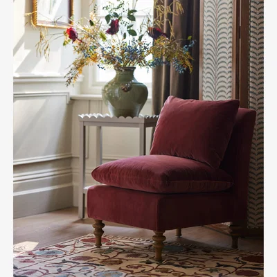 OKA OKA, Rosina Velvet Slipper Chair - Blood Orange, Armchair
