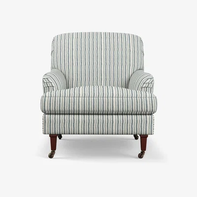 OKA Large Coleridge Armchair with Fixed Cover - Perfect Navy Ticking Stripe