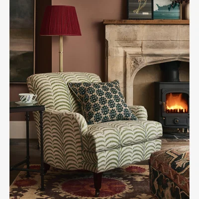 OKA OKA, Coleridge Areca Linen Armchair - Seafoam, Armchair