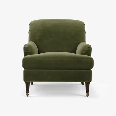 OKA OKA, Coleridge Armchair with Velvet Fixed Cover - Spruce, Armchairs, Velvet, Plain