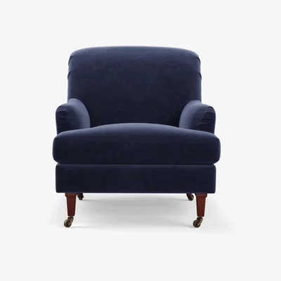 OKA OKA, Coleridge Armchair with Velvet Fixed Cover - Sapphire, Armchairs, Velvet, Plain