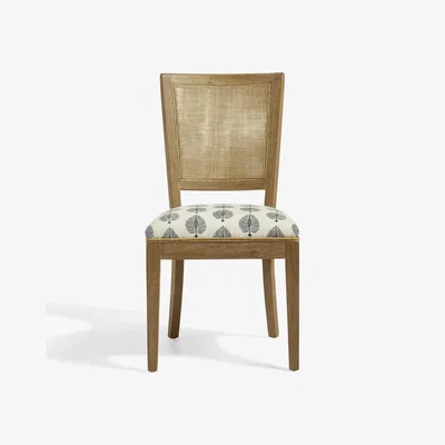 OKA OKA, Ormoy Armless Dining Chair - Ocellus Natural, Armchairs, Linen, Botanical