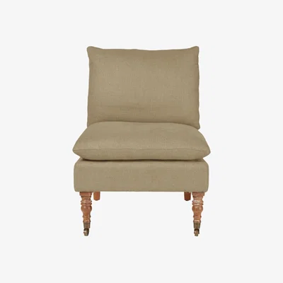 OKA OKA, Apadana Linen Armless Chair - Wild Oats Wide Herringbone, Armchairs, Linen, Plain