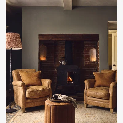 OKA OKA, Berstone Leather Armchair - Aged Tobacco, Armchair