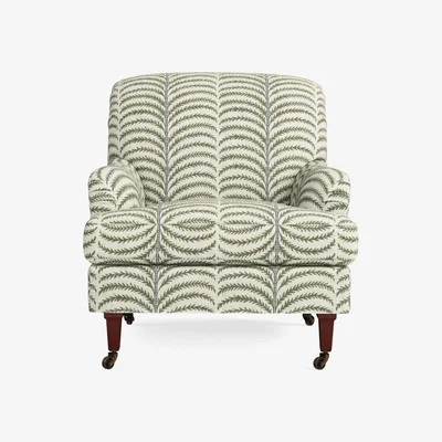 OKA OKA, Coleridge Armchair with Linen Fixed Cover - Areca, Armchairs, Linen, Botanical