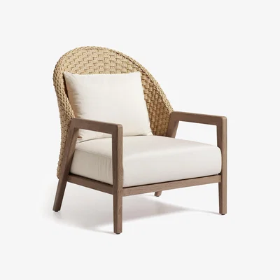 OKA OKA, Shorwell Garden Armchair - Natural Teak, Garden Seating