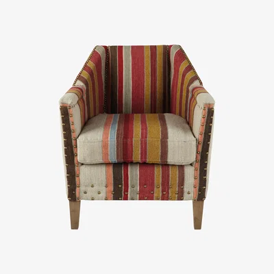 OKA Small George Club Chair, Oak Legs - Multi