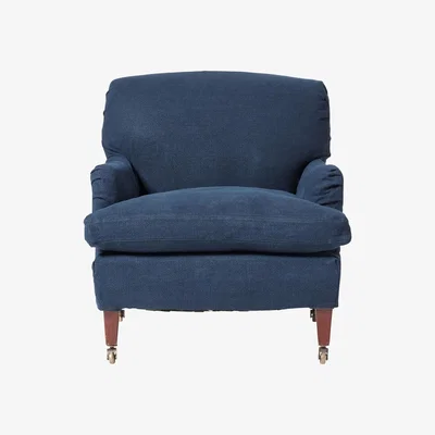 OKA OKA, Linen Loose Cover for Coleridge Armchair - Pure Navy, Loose Covers, Linen