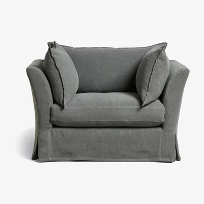 OKA OKA, Avitus Armchair - Charcoal, Armchairs, Linen, Plain