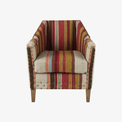 OKA OKA, George Club Chair - Multi, Armchairs, Wool, Striped