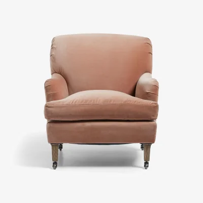 OKA OKA, Coleridge Velvet Armchair - Apricot, Armchair