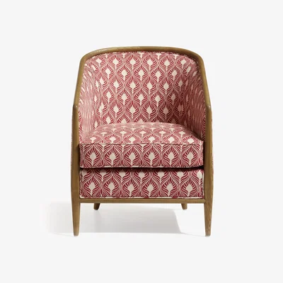OKA OKA, Annalee Ghini Feathers Linen Armchair - Red Garnet, Armchair