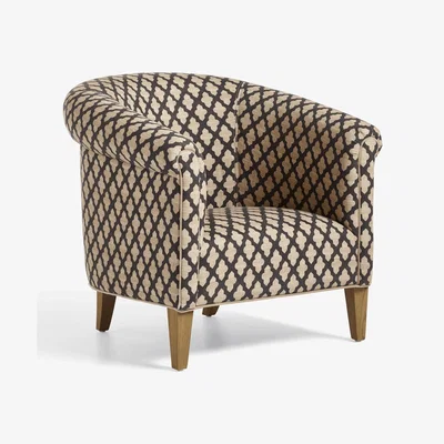 OKA OKA, Coniston Armchair - Serigraph Black/Natural, Armchairs, Velvet, Geometric