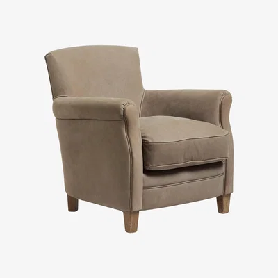 OKA Berstone Leather Armchair - Pebble Grey