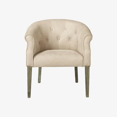 OKA OKA, Kirkwall Leather Club Chair - China Clay, Armchairs, Leather, Plain