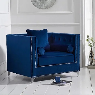 Oak&More New York Blue Velvet Armchair