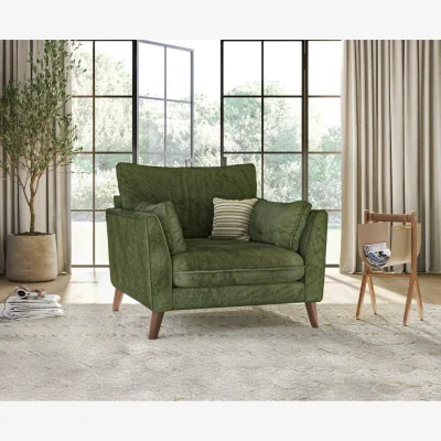 Oak&More Palermo Olive Green Chenille Fabric Armchair