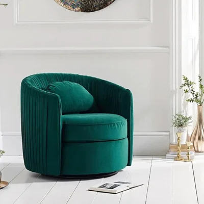 Oak&More Sarah Green Velvet Swivel Chair