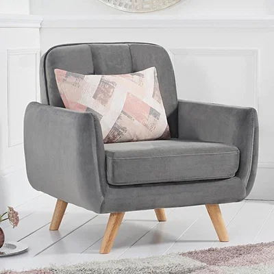 Oak&More Camila Grey Velvet Armchair