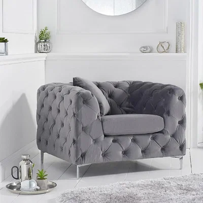 Oak&More Amara Grey Velvet Armchair