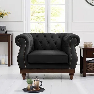 Oak&More Henbury Chesterfield Black Leather Armchair