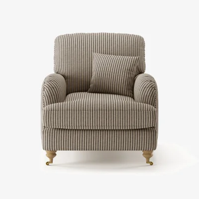 Oak&More Chilworth Cove Grey Striped Fabric Armchair