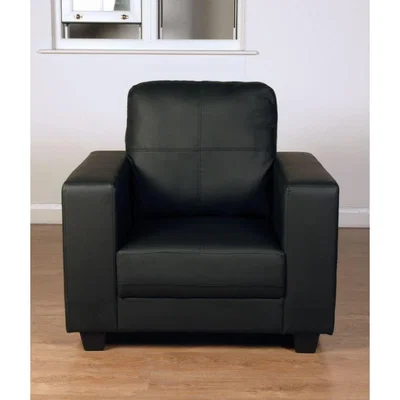 Oak&More Queensway Black Faux Leather Armchair