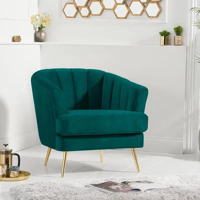 Oak&More Lulu Armchair in Green Velvet with Gold Legs