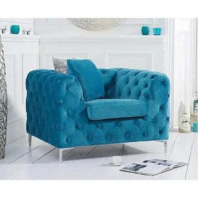Oak&More Ex-display Amara Teal Plush Velvet Armchair