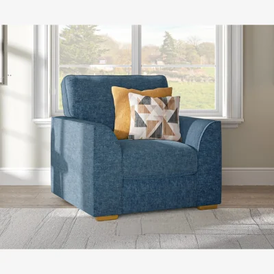 Oak&More Jasper Indigo Chenille Fabric Armchair