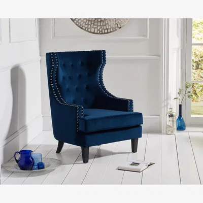 Oak&More Evelyn Blue Velvet Armchair