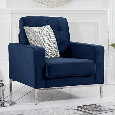 Oak&More Lydia Blue Velvet Armchair