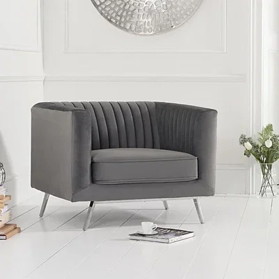 Oak&More Danube Grey Velvet Armchair