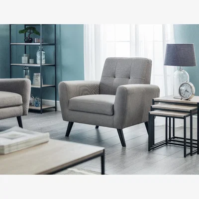 Oak&More Monica Grey Linen Compact Retro Chair