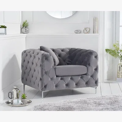 Oak&More Alara Light Grey Velvet Armchair