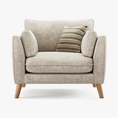 Oak&More Palermo Cream Chenille Fabric Armchair
